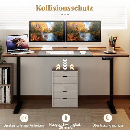 Elektriski augstumā regulējams rakstāmgalds, 140x70 cm, brūns