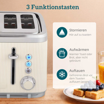 Elektriskā tējkanna 1,7 l 2200 W un 4 šķēļu tosteris, krēmbalts