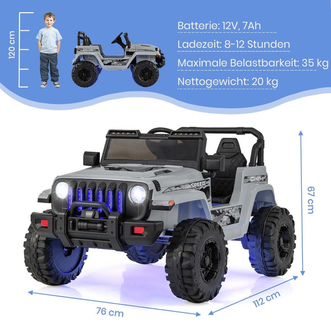 Elektriskā bērnu automašīna ar tālvadības pulti, MP3, 12V, pelēka