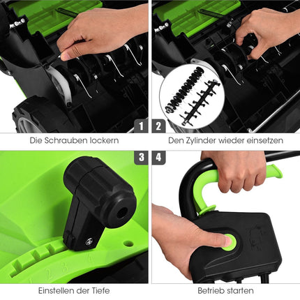 Elektriskais zāliena skarifikators un aerators, 1500 W, 30 litru maiss, 32 cm platums