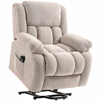 Electric Lift Recliner Chair with Massage and Heat, Remote Control, Beige