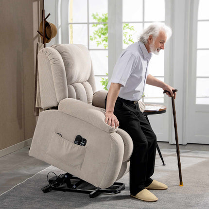 Electric Lift Recliner Chair with Massage and Heat, Remote Control, Beige