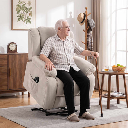 Electric Lift Recliner Chair with Massage and Heat, Remote Control, Beige