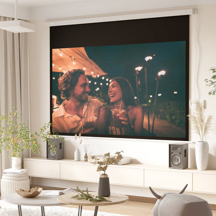 Elektriskais projektora ekrāns 100" 16:9 HD 4K ar tālvadības pulti