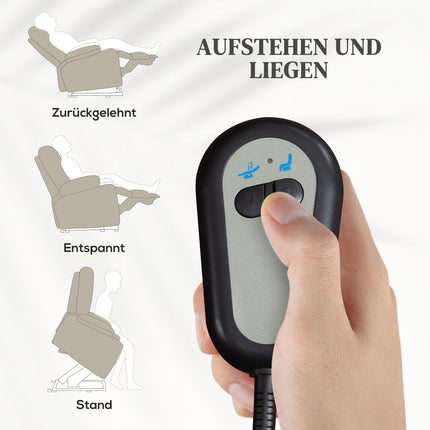 Elektriski regulējams atpūtas krēsls ar pacelšanas mehānismu, regulējams, bēšs, celtspēja 120 kg