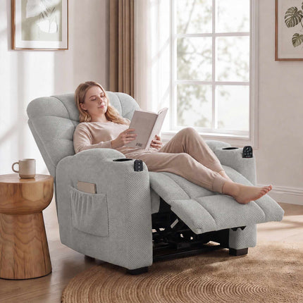 Electric Recliner Chair with Massage and Heat, Memory Function, Grey