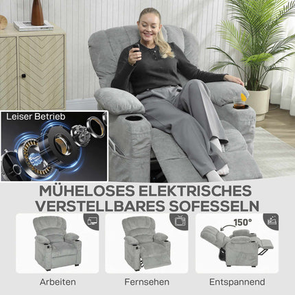 Elektriskais atpūtas krēsls ar USB, atmiņas pozīcijām, pelēks