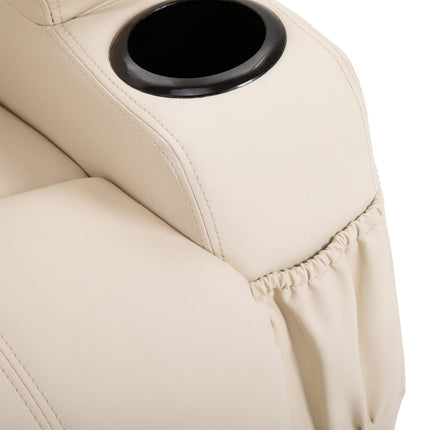 Electric reclining massage chair, synthetic leather, beige
