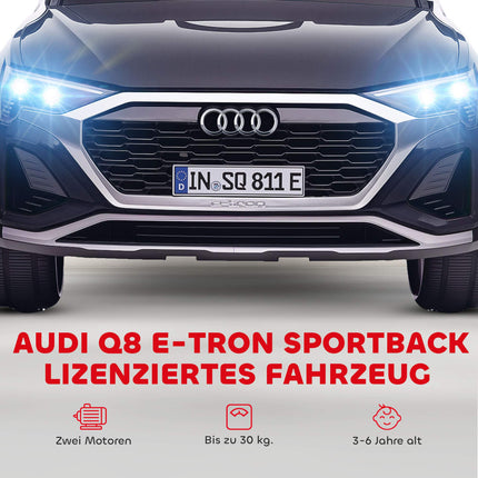Elektriskā braucamā automašīna, 12V Audi Q8, tālvadības pults, melna