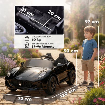 Elektriskā bērnu automašīna, 2 sēdvietas, 12 V, ar tālvadību, melna