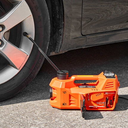 Electric Scissor Jack Kit, 5 Ton 12V, Inflator, Impact Wrench, LED