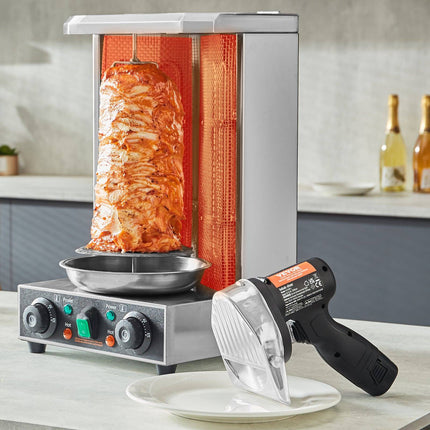 Electric Shawarma Knife, 80W Cordless, 0-8mm Adjustable, 4in Blade