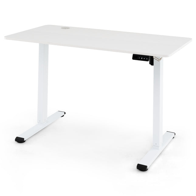 Elektriski regulējams rakstāmgalds 120x60 cm, balts, austiņu āķis