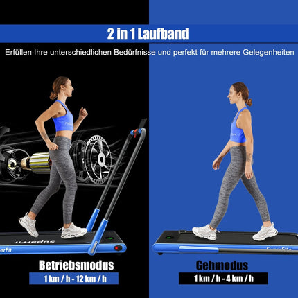 Electric Treadmill 1-12km/h LED Display Foldable Exercise Bike Fitness Machine 120kg Navy