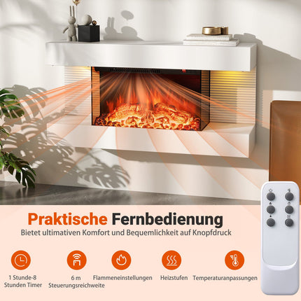 Elektriskais sienas kamīns ar sildītāju un LED gaismām