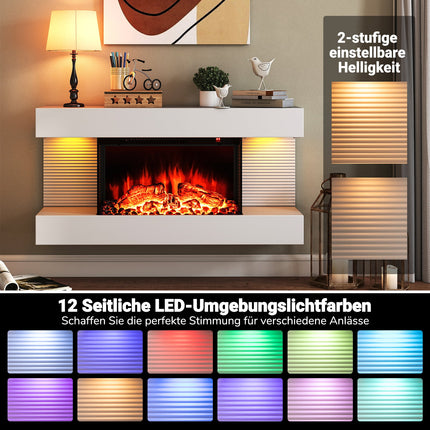 Elektriskais sienas kamīns ar sildītāju un LED gaismām