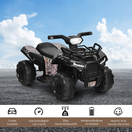 Elektriskais bērnu kvadracikls ar priekšējiem lukturiem Elektriskā kvadracikla bērnu automašīna ar mūziku 44 x 66 x 42 cm melna