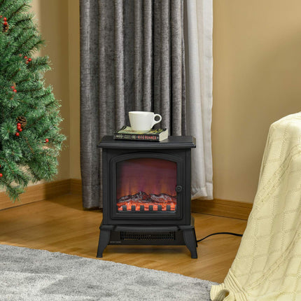 Elektriskais kamīns, brīvi stāvošs kamīns ar LED liesmas efektu, 2000 W kamīns ar pārkaršanas aizsardzību viesistabai, guļamistabai, metāla, melns