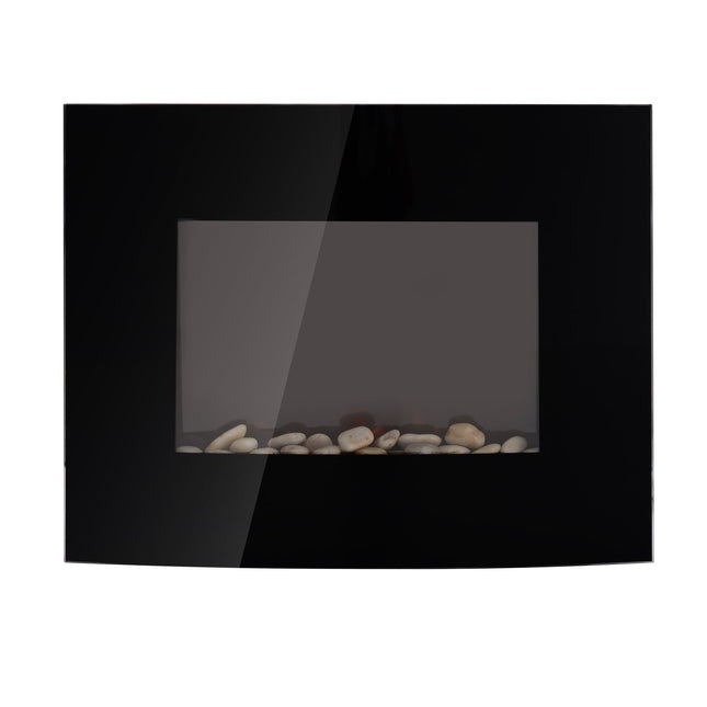 Elektriskā kamīnkrāsns ar 2 jaudas līmeņiem 900/1800 W LED 65 x 11,4 x 52 cm nerūsējošais tērauds melns mājīgam siltumam
