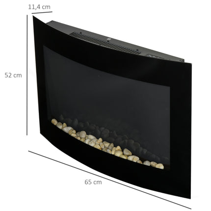 Elektriskā kamīnkrāsns ar 2 jaudas līmeņiem 900/1800 W LED 65 x 11,4 x 52 cm nerūsējošais tērauds melns mājīgam siltumam