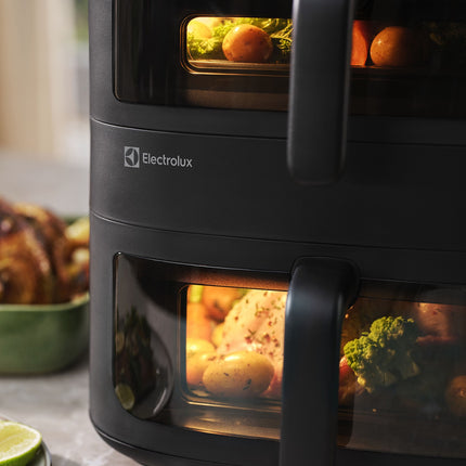 Electrolux 800 divkāršais gaisa fritierim, sakrauti grozi 4 l + 7,6 l