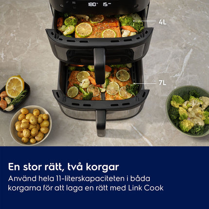 Electrolux 800 divkāršais gaisa fritierim, sakrauti grozi 4 l + 7,6 l