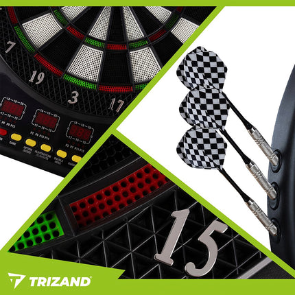 Electronic Dartboard Set, 4 LED Displays, 6 Darts