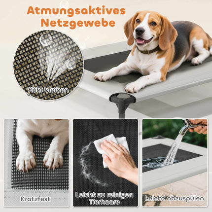 Paaugstināta suņu gulta ar jumtiņu, elpojošs siets, pārnēsājama