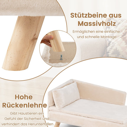Paaugstināts mājdzīvnieku dīvāns maziem un vidējiem suņiem, kaķiem, balts