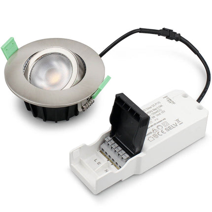 Ellen Recessed downlight Dim-to-Warm 520lm IP65 3-pack Brushed steel