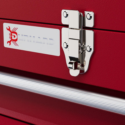 Tool box with lock, steel, 3 drawers, red, 51x22x32cm