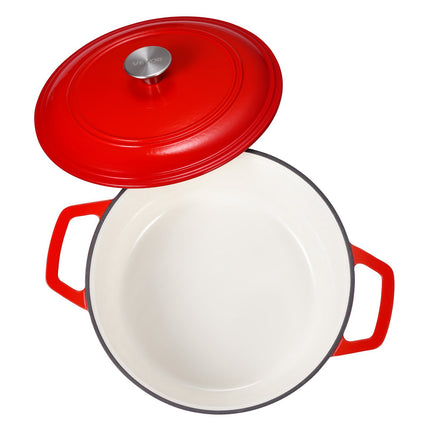 Enameled Cast Iron Dutch Oven 6 Qt with Lid, Red