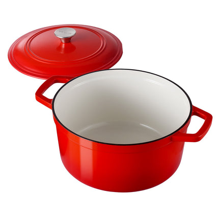 Enameled Cast Iron Dutch Oven 6 Qt with Lid, Red