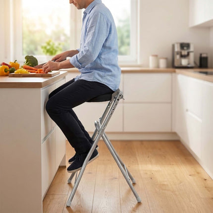 Ergonomisks regulējams stāvkrēsls, melns/sudrabains