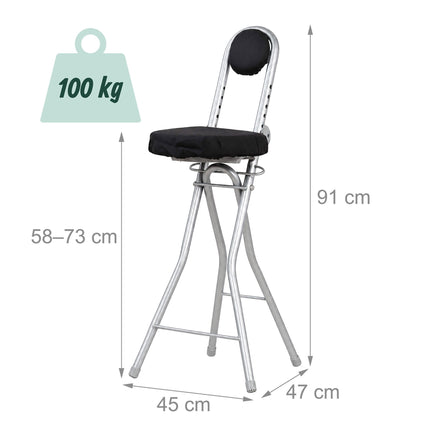 Ergonomisks regulējams stāvkrēsls, melns/sudrabains