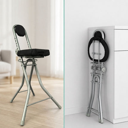 Ergonomisks regulējams stāvkrēsls, melns/sudrabains