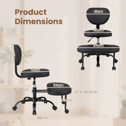 Ergonomisks biroja krēsls ar sakrustotām kājām, regulējams augstums, melns