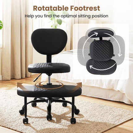 Ergonomisks biroja krēsls ar sakrustotām kājām, regulējams augstums, melns