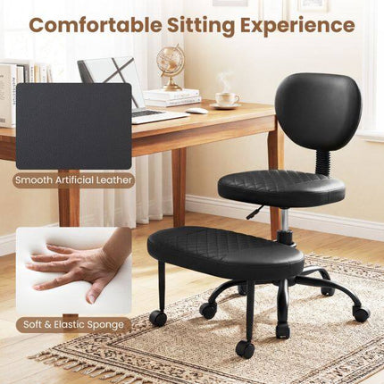 Ergonomisks biroja krēsls ar sakrustotām kājām, regulējams augstums, melns