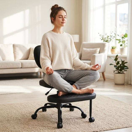 Ergonomisks biroja krēsls ar sakrustotām kājām, regulējams augstums, melns