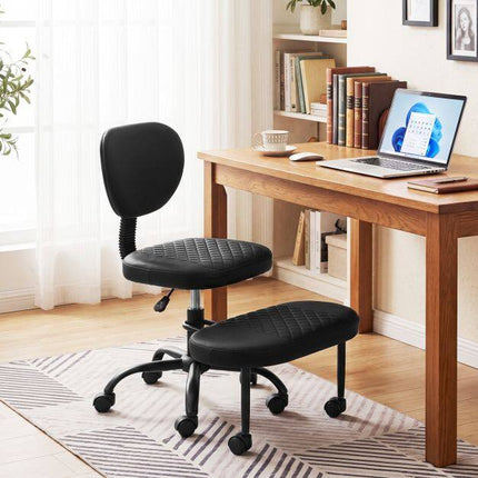 Ergonomisks biroja krēsls ar sakrustotām kājām, regulējams augstums, melns