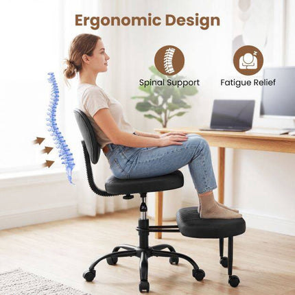 Ergonomisks biroja krēsls ar sakrustotām kājām, regulējams augstums, melns