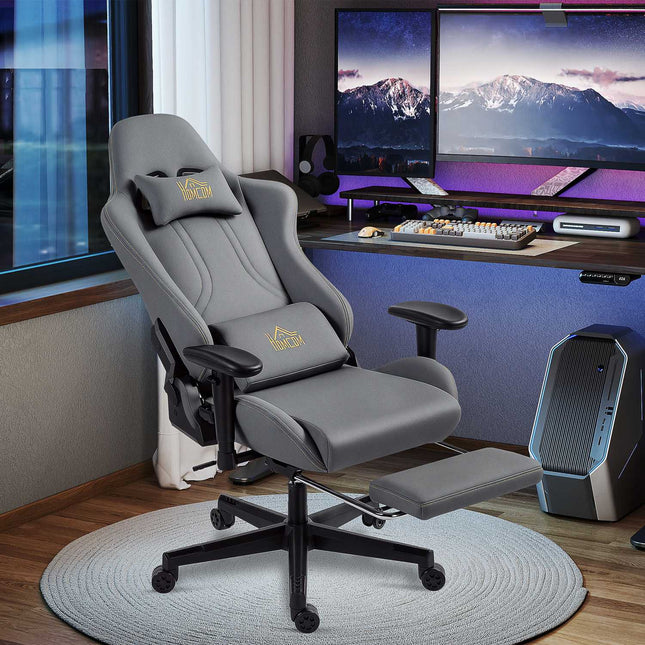 Ergonomisks spēļu krēsls, 3D roku balsti, regulējams, pelēks