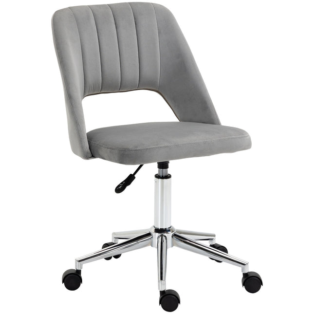 Ergonomisks pelēks samta biroja krēsls ar regulējamu augstumu