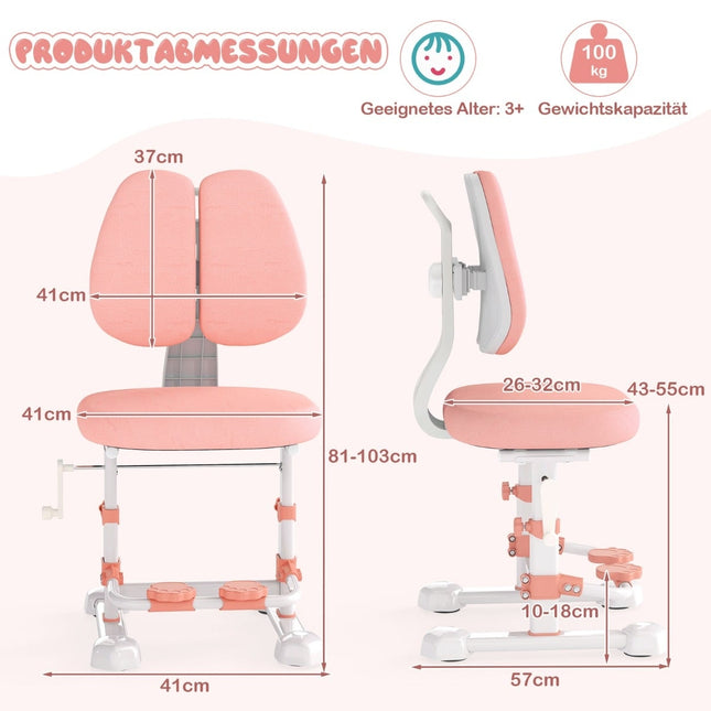 Ergonomisks bērnu rakstāmgalda krēsls ar regulējamu atzveltni un kāju balstu