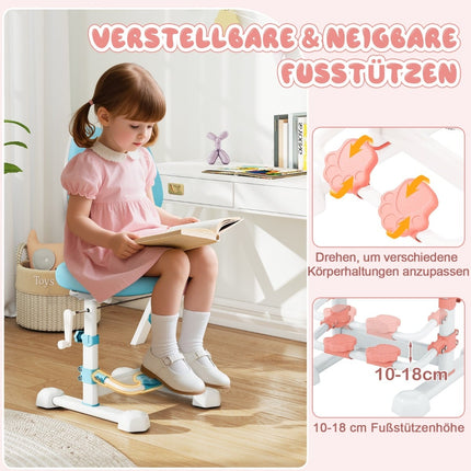 Ergonomisks bērnu rakstāmgalda krēsls ar regulējamu atzveltni un kāju balstu