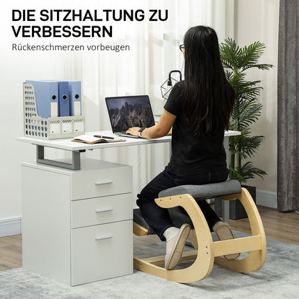 Ergonomisks ceļgalu krēsls, šūpuļkrēsls, rakstāmgalda krēsls mājas birojam, uzlabo stāju, pelēks