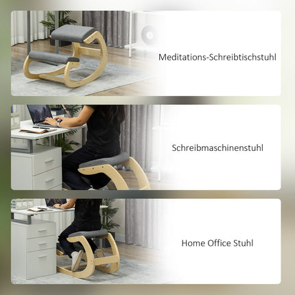 Ergonomisks ceļgalu krēsls, šūpuļkrēsls, rakstāmgalda krēsls mājas birojam, uzlabo stāju, pelēks