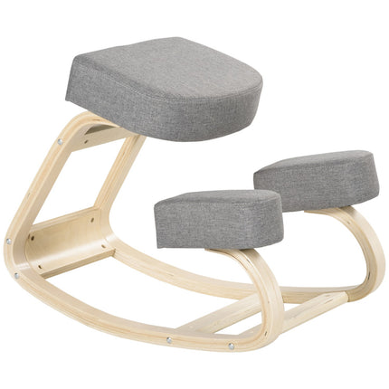 Ergonomisks krēsls ceļos, bērza koks, 120 kg celtspēja, pelēks
