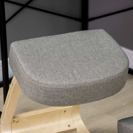 Ergonomisks krēsls ceļos, bērza koks, 120 kg celtspēja, pelēks